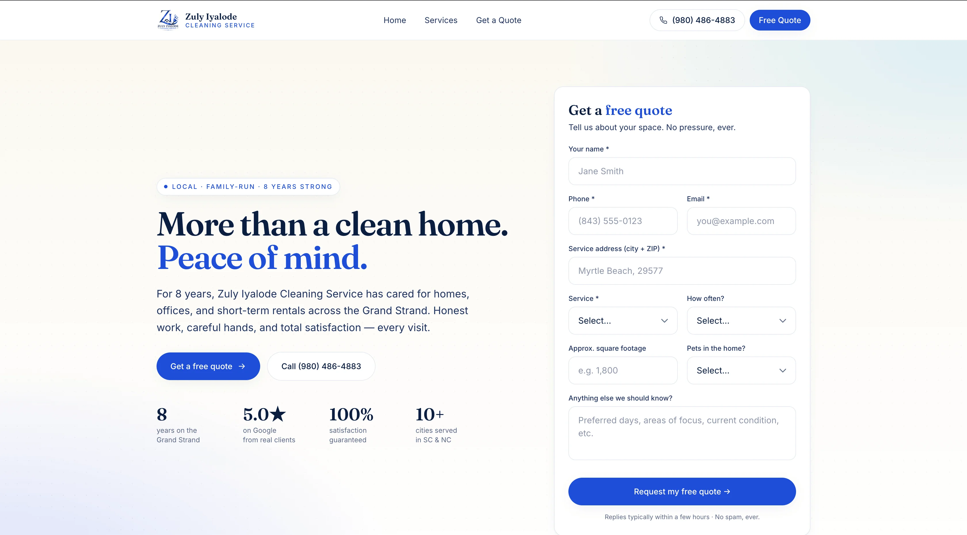 Zuly Iyalode Cleaning website